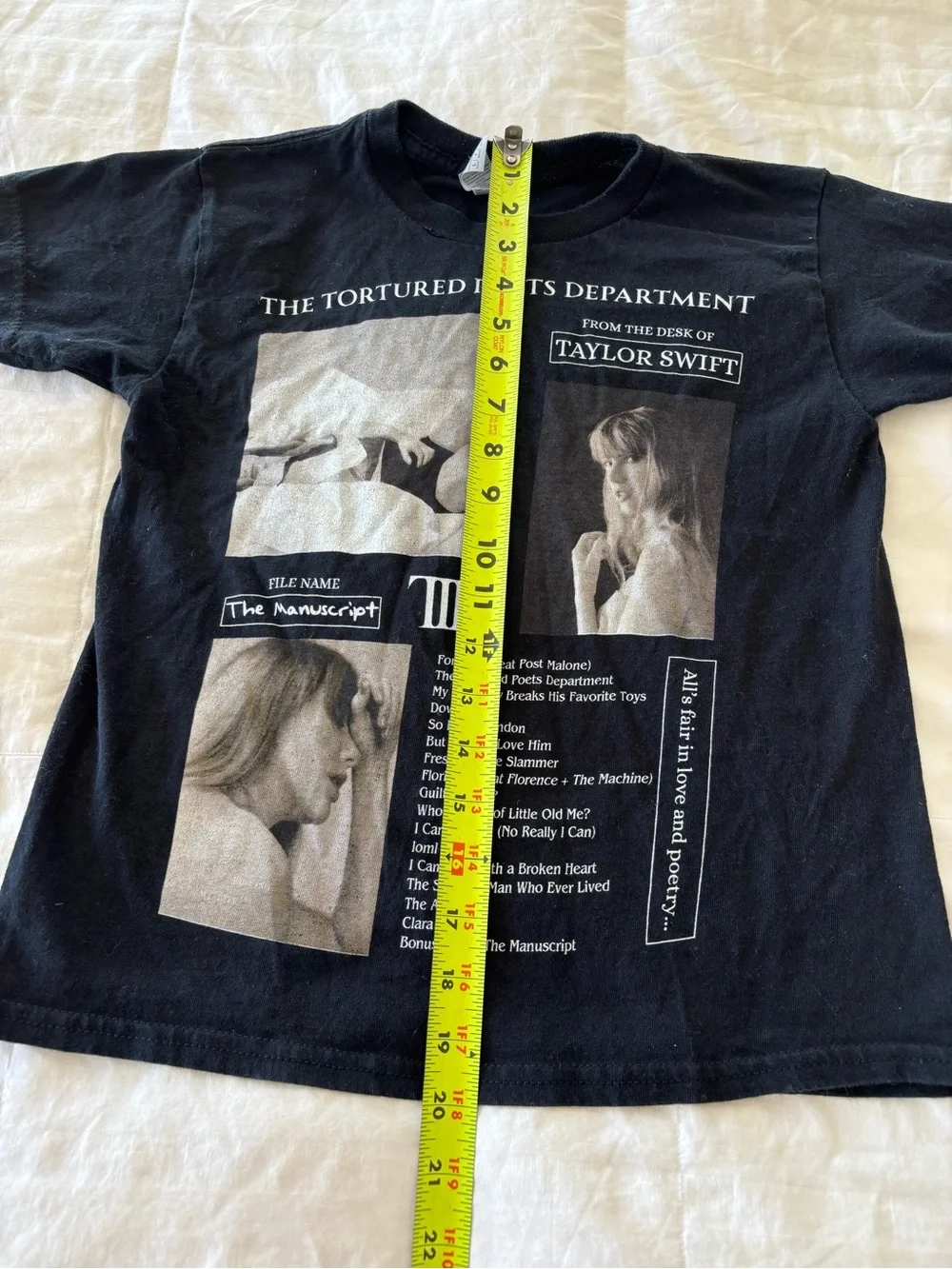 Gildan Heavy Cotton Youth S Black Taylor Swift Tortured Poets Dept T-Shirt